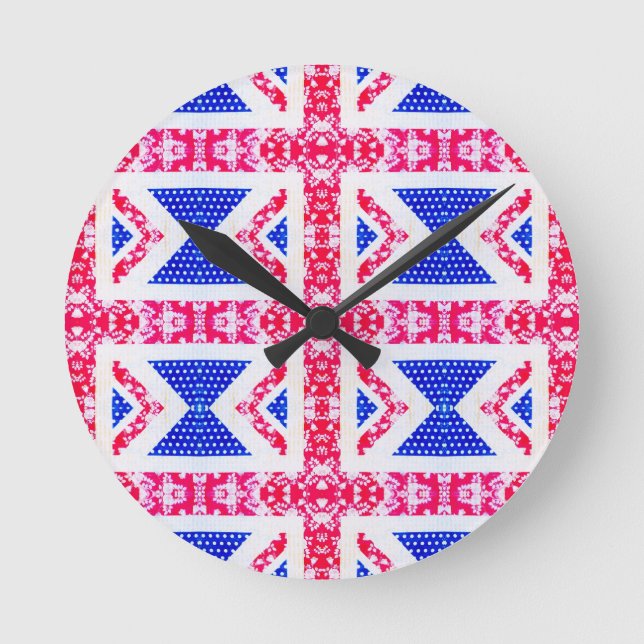 boho union jack round clock (Front)