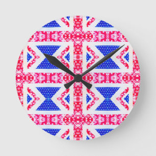 boho union jack round clock
