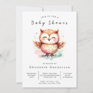 Boho Unique Owl Baby Shower Invitation