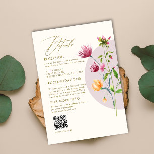 Boho Unique Spring Wildflower Whimsical Wedding  Enclosure Card