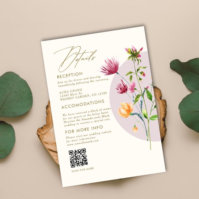 Boho Unique Spring Wildflower Whimsical Wedding  Enclosure Card (Creator Uploaded)