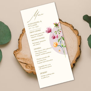 Boho Unique Spring Wildflower Whimsical Wedding  Menu