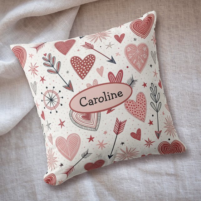 Boho Valentine Hearts and Arrows Pattern Cushion (Creator Uploaded)