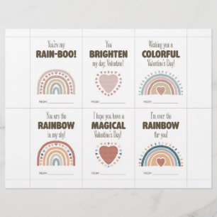 Boho Valentine’s Day Cards for Kids Classroom  Custom Letterhead