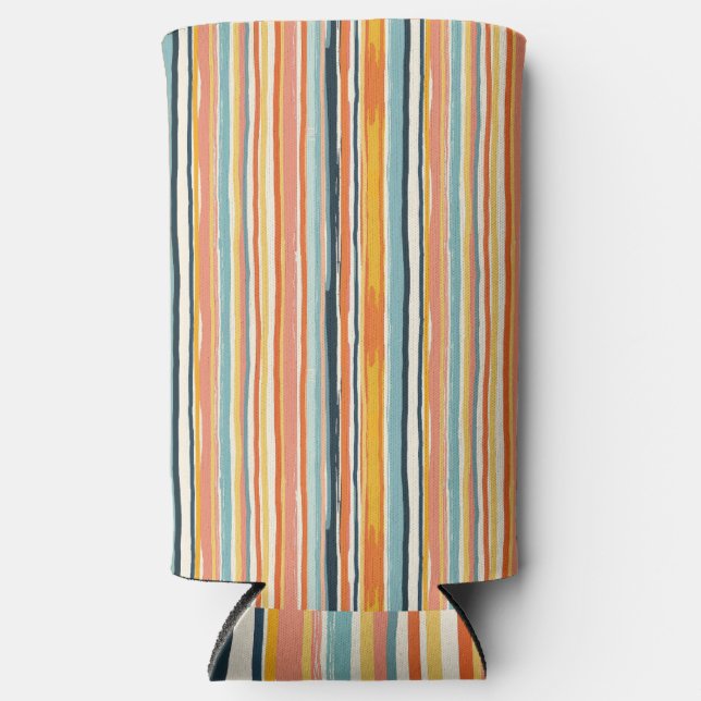 Boho Vertical Stripe Seltzer Can Cooler (Front)