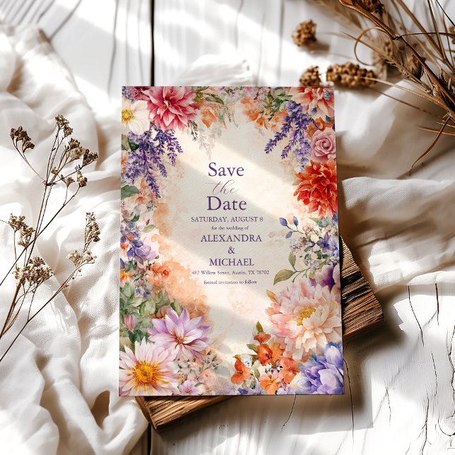Boho Victorian Royal Floral Wedding  Save The Date (Creator Uploaded)