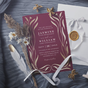 Boho Vine Floral Luxury Elegant Modern Wedding Invitation