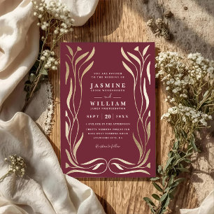 Boho Vine Floral Luxury Elegant QR Code Wedding Invitation