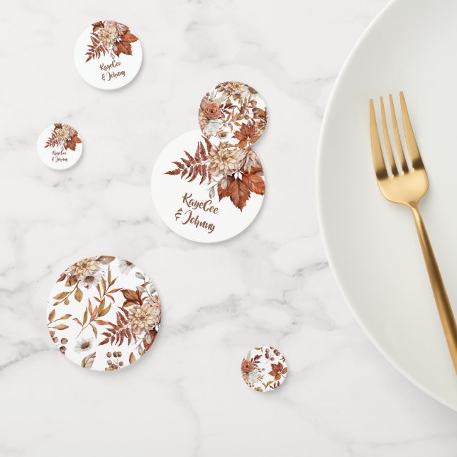 Boho Vintage Autumn Terracotta Floral Wedding Confetti (Group)