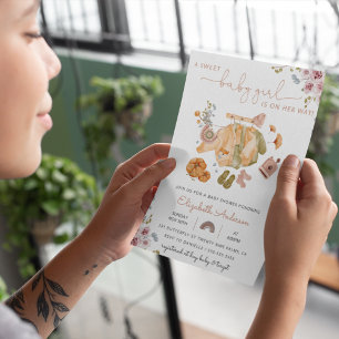 Boho Vintage Baby Girl Clothes Baby Shower  Invitation
