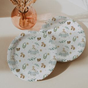 Boho Vintage Baby Pattern Paper Plate