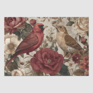 Boho Vintage Birds & Florals Tissue Paper