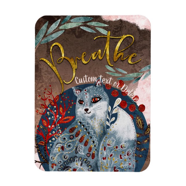 Boho Vintage Cat Breathe personalised reminder Magnet (Vertical)
