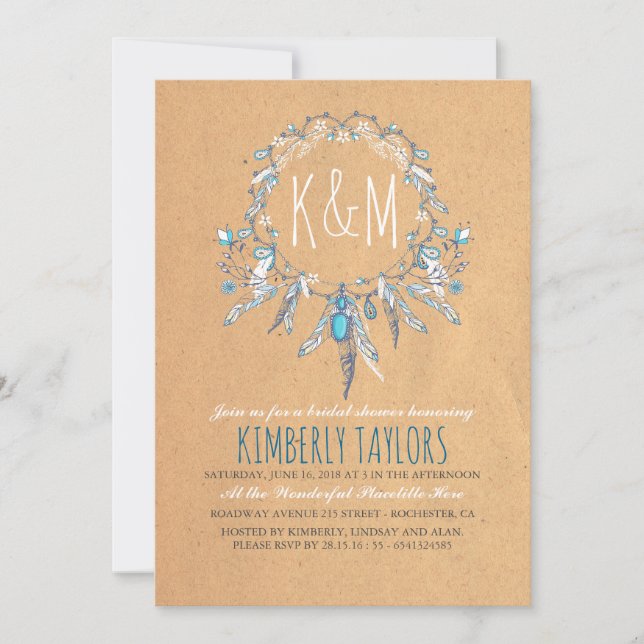 Boho Vintage Dreamcather Bridal Shower Invitation (Front)