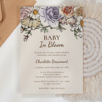 Boho Vintage Floral Baby In Bloom Baby Shower