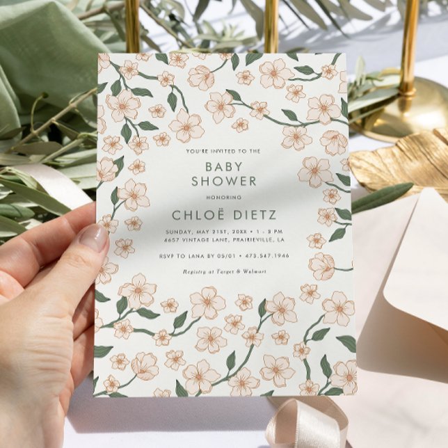 Boho Vintage Floral Baby Shower Invitation (Creator Uploaded)