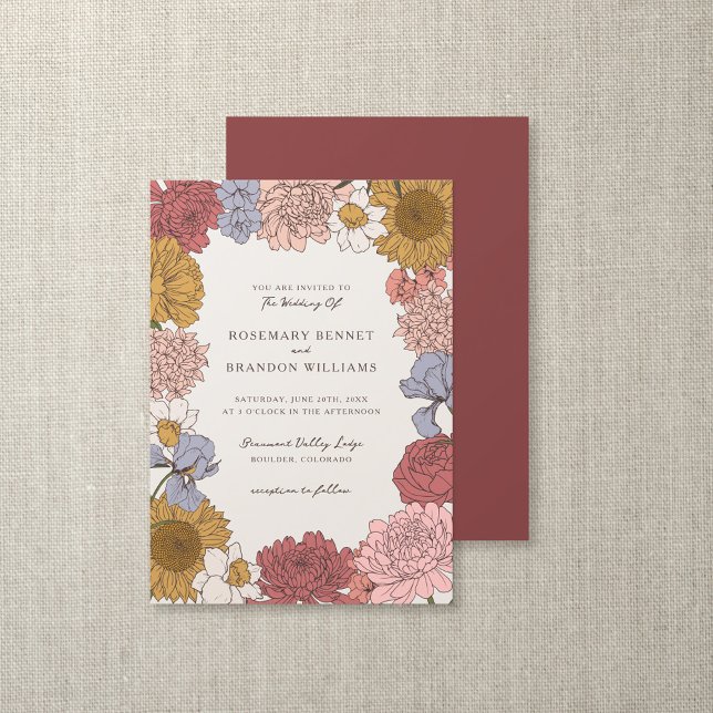 Boho Vintage Floral Fall Garden Wedding Invitation (Creator Uploaded)