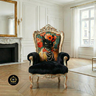 Boho Vintage Floral Feathers Black Cat Decoupage  Tissue Paper