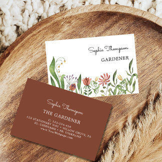 Boho vintage flowers floral business card