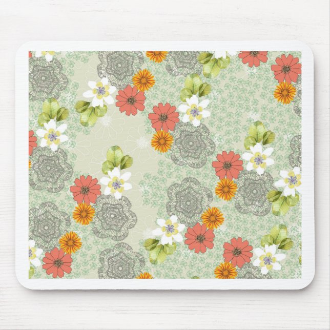 Boho Vintage Flowers Mouse Pad (Front)