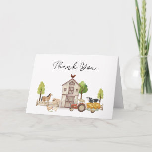 Boho Vintage Little Farmer Tractor Baby Shower Thank You Card