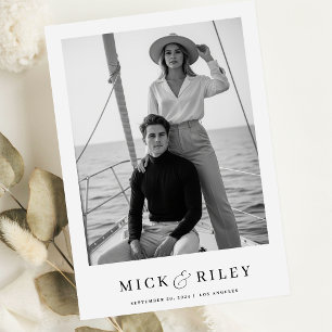 Boho Vintage Minimalist Text and Photo Wedding Save The Date