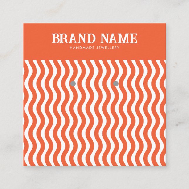 Boho Vintage orange wave Earrings Display Card (Front)