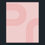 Boho Vintage Pink and Red Rainbow Arch 5 Poster<br><div class="desc">Boho Mid Century Modern Vintage Line Rainbow Arch Pink and Red 5</div>