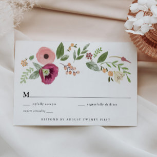 Boho Vintage Pink Floral RSVP enclosure card