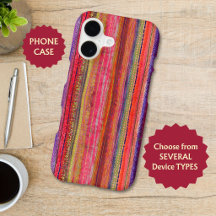 Boho Vintage Red Violet Stripes -