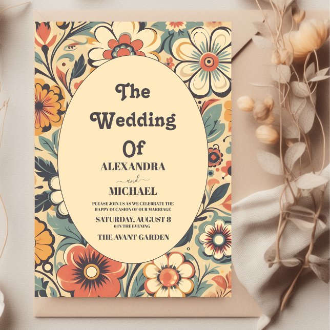 Boho Vintage Retro Wedding  Invitation (Creator Uploaded)