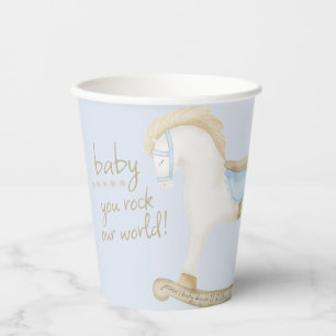 Boho Vintage Rocking Horse Cowboy Baby Shower Paper Cups