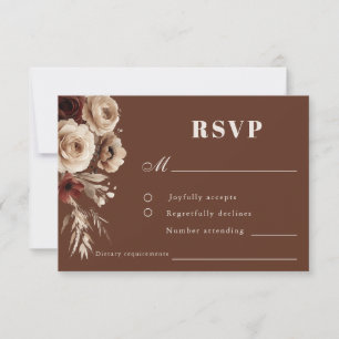 Boho Vintage Roses Wedding RSVP Card