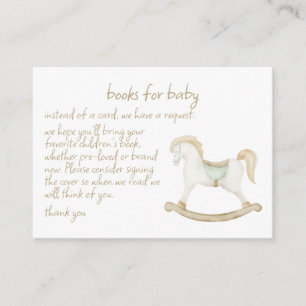 Boho Vintage Sage Rocking Horse Cowboy Books Baby Enclosure Card
