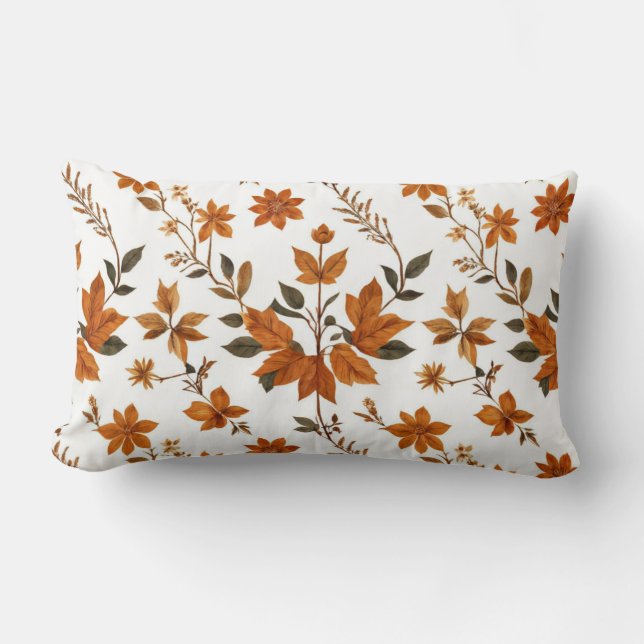Boho Vintage Winter Autumn Leaves Pattern Pillow (Front)
