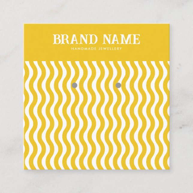 Boho Vintage yellow wave Earrings Display Card (Front)