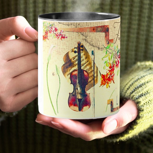 Boho Violin Flowers Collage With Affirmation  Mug (Creator Uploaded)