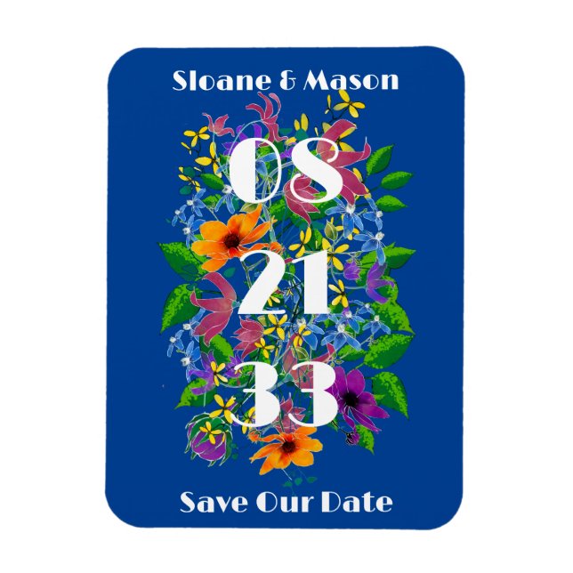 Boho Vivid Summer Floral Save The Date Magnet (Vertical)