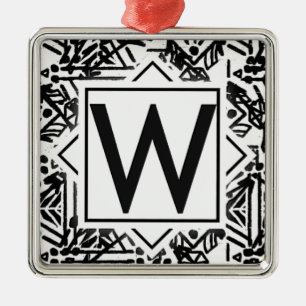 Boho W Monogram Metal Tree Decoration