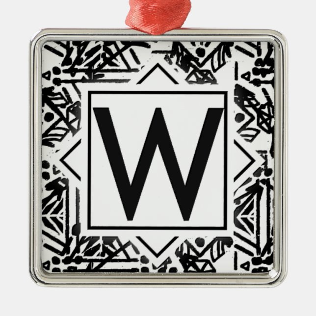Boho W Monogram Metal Tree Decoration (Front)