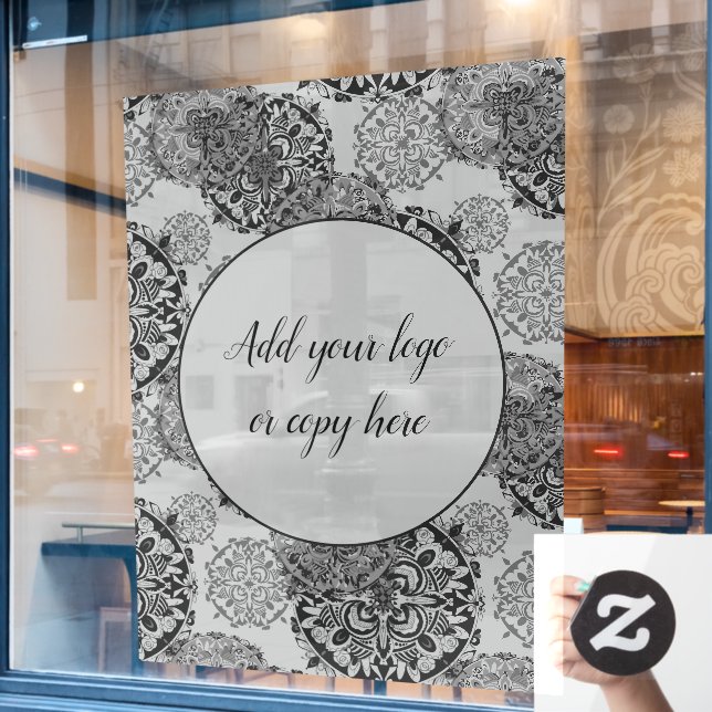 Boho Warm Greys Mandalas  (Cafe Window)