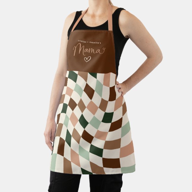 Boho Warped Chequered Personalised Mama Apron (Insitu)