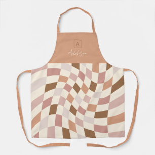 Boho Warped Chequered Personalised Monogram Apron