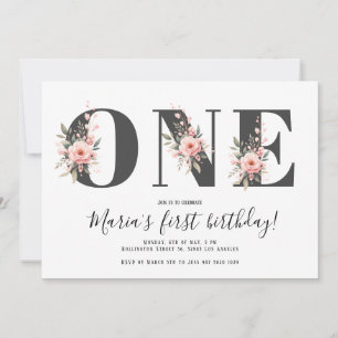 Boho Watercolor 1st Birthday Party Invitation