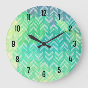 Boho Watercolor Arrows Geometric Pattern Large Clock