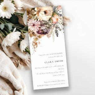 Boho Watercolor Autumn Floral Bunch Bridal Shower Invitation