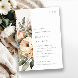 Boho Watercolor Autumn Floral Rehearsal Dinner Invitation