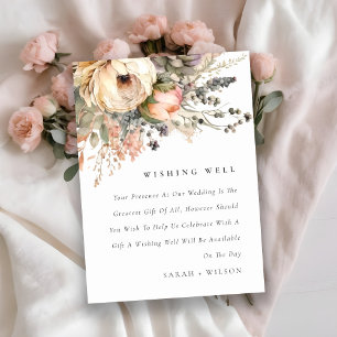 Boho Watercolor Autumn Floral Wedding Wishing Well Enclosure Card