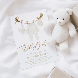 Boho Watercolor Baby Clothes Baby Shower Invitation