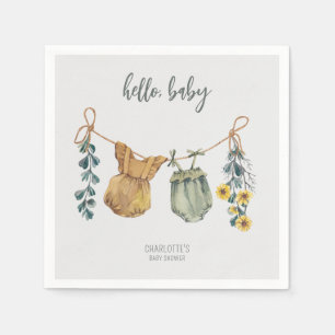 Boho Watercolor Baby Clothes Rustic Baby Shower Napkin